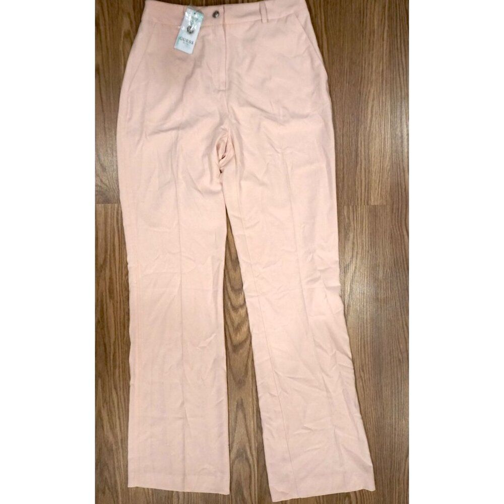 Guess Carla Stretch Crepe High-Rise Straight-Leg Pants - Dolly Pink, Size M NWT - Picture 3 of 13